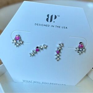 BP October 2023 Birthday RBP6589 Get It Started Pink Fire Opal Rhodium Earrings